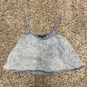 loose fitting faux denim crop
